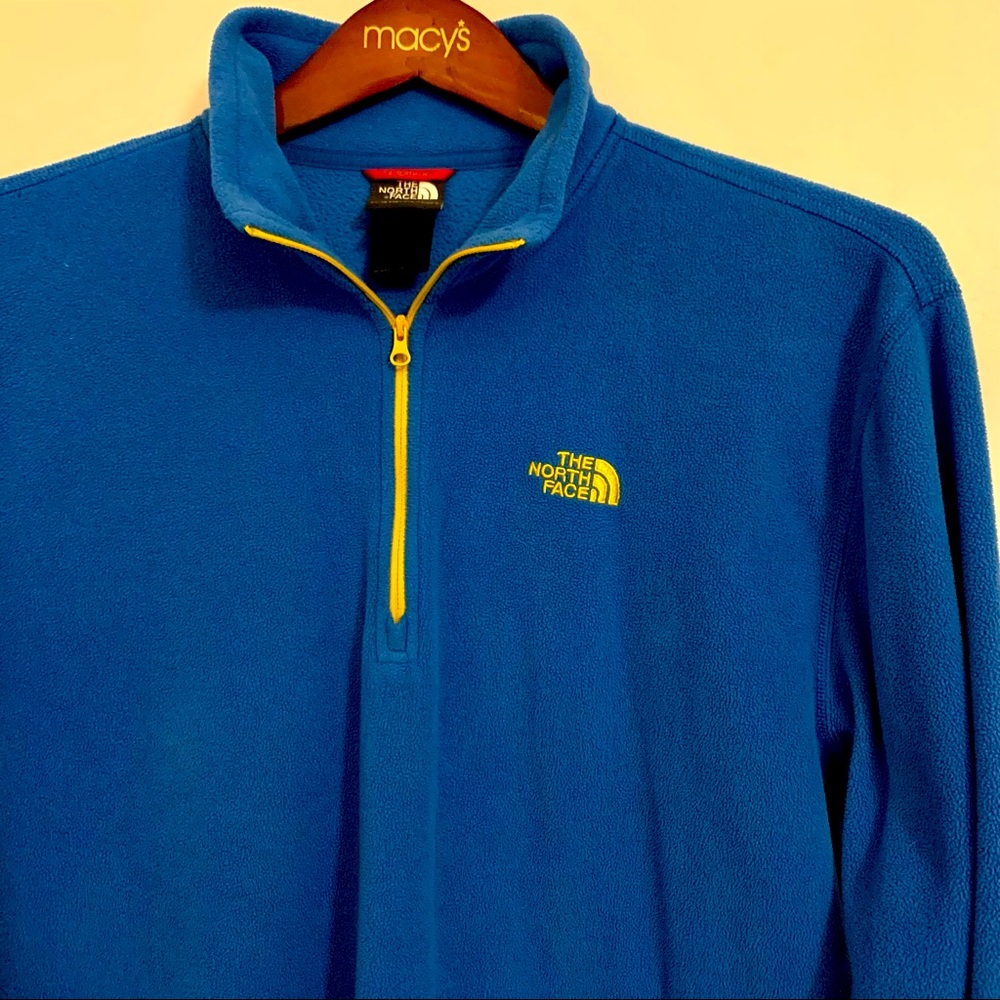 Men's North Face Polartec Fleece Blue Quarter Zip Size Large Excellent